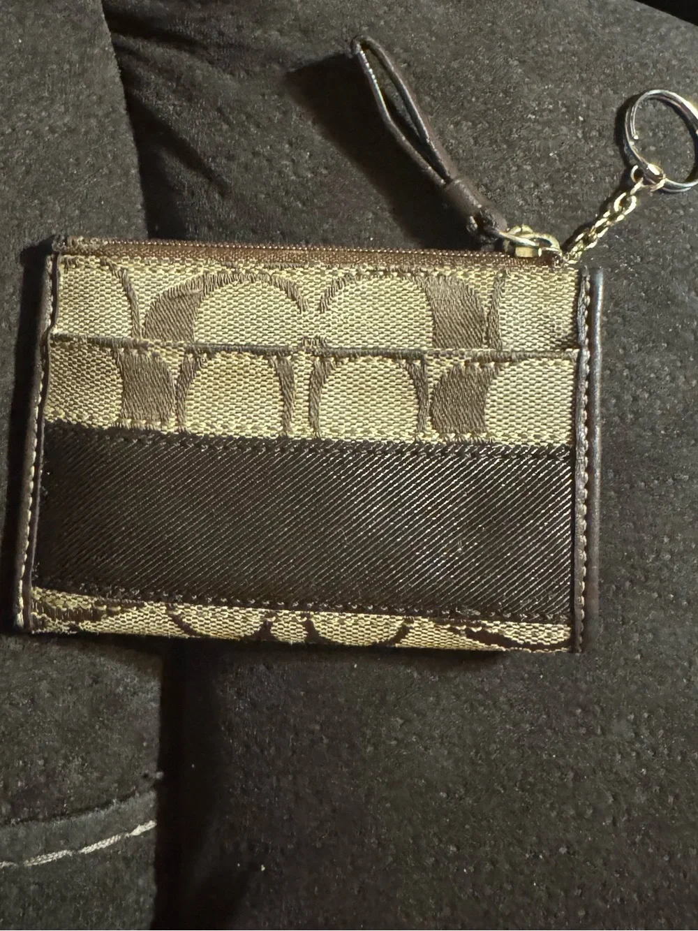 Coach Legacy Brown Card Holder with Unbranded Key Ring - Picture 2 of 6